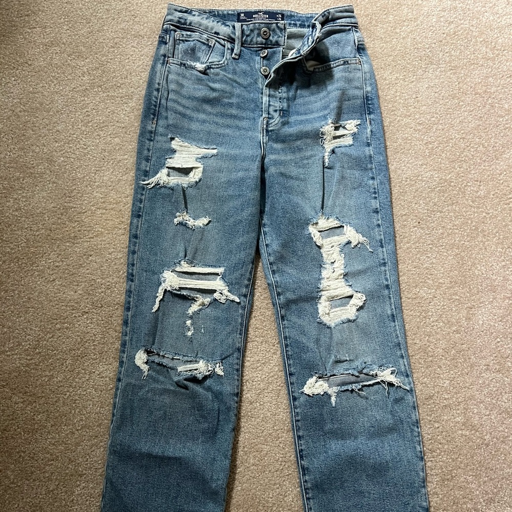 Distressed mom jeans